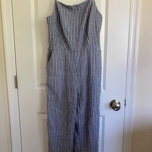 blue and white jumpsuit
